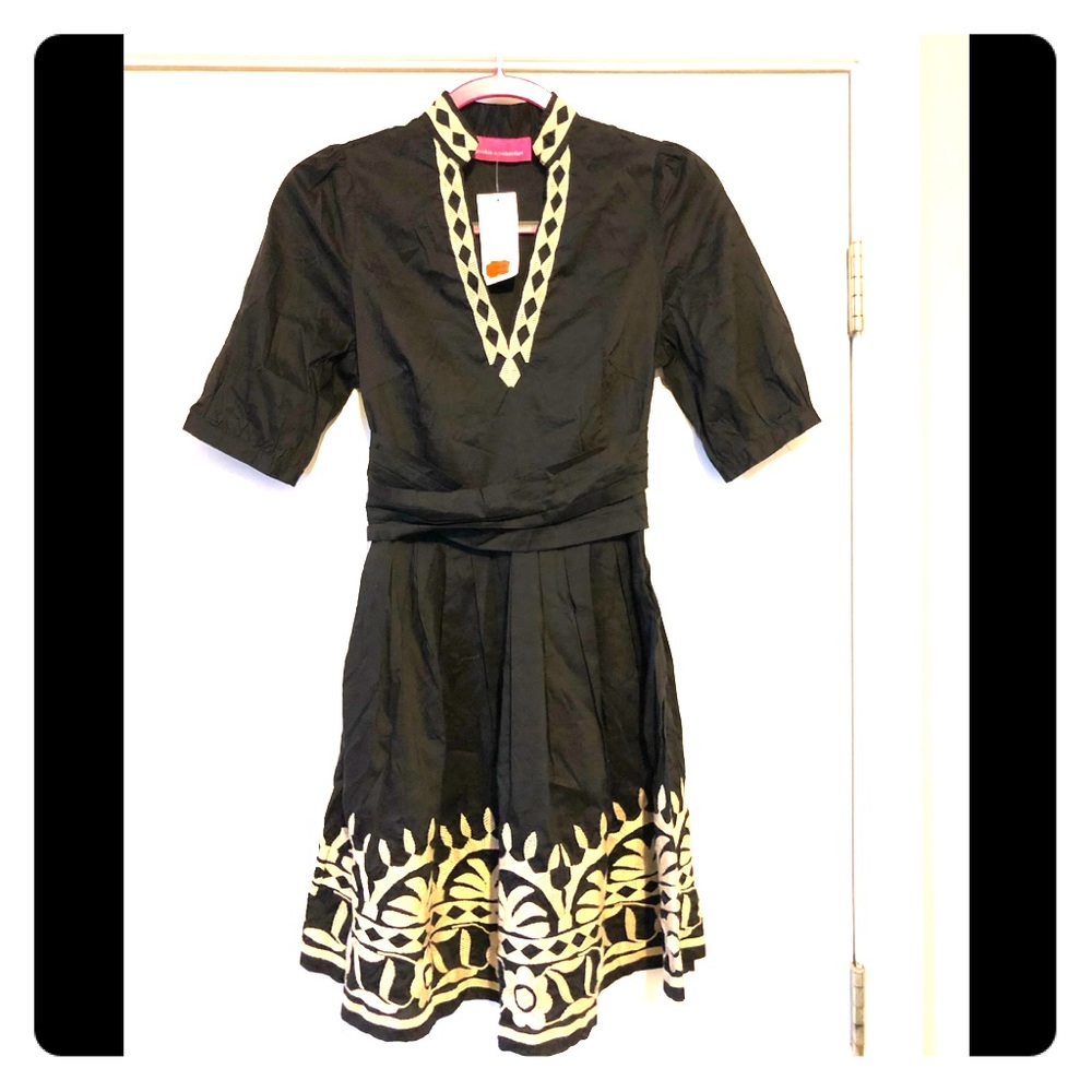 Pookie & Sebastian Black and Tan Dress